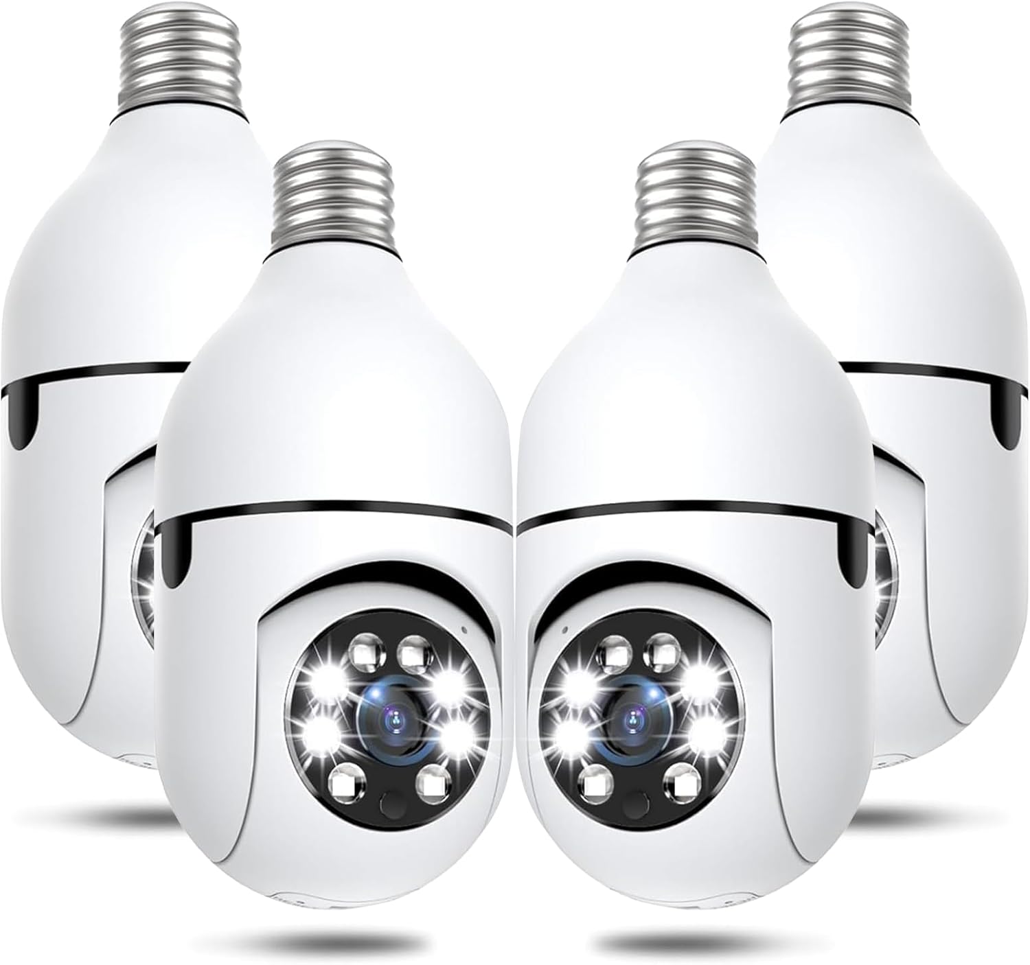 Light Bulb Security Cameras Wireless Outdoor, 5G&2.4GHz 4MP Security Camera 360° PTZ Cameras for Home Security with Color Night Vision, 2 Way Talk, AI Human Detection, Screw in Light Socket, 4Packs